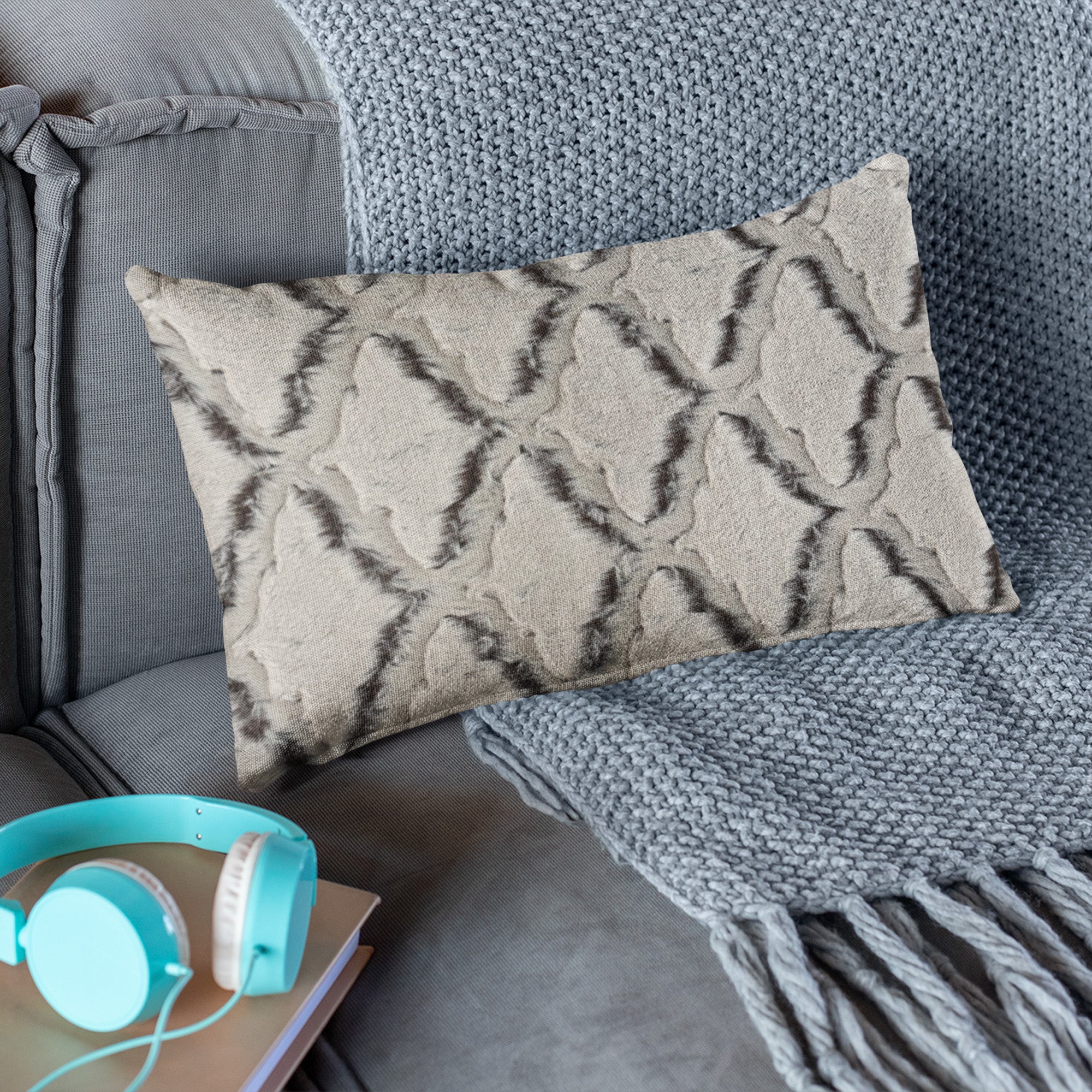 Plutus Brown Beige Diamond Faux Fur Luxury Throw Pillow showcasing its plush texture and elegant diamond pattern.