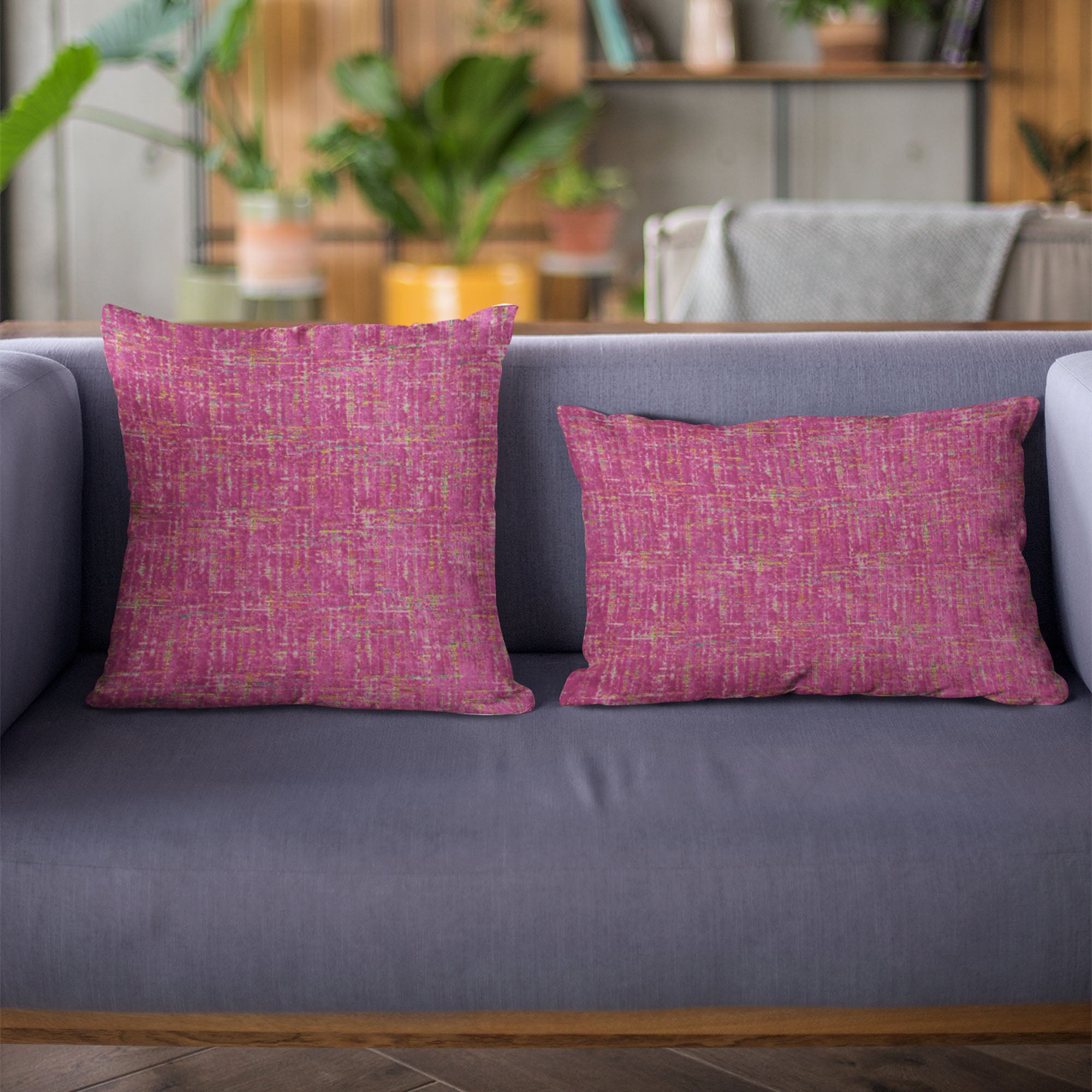 Plutus Fuchsia New Planet Cut Velvet Luxury Throw Pillow showcasing vibrant fuchsia color and cut velvet texture, perfect for stylish home decor.