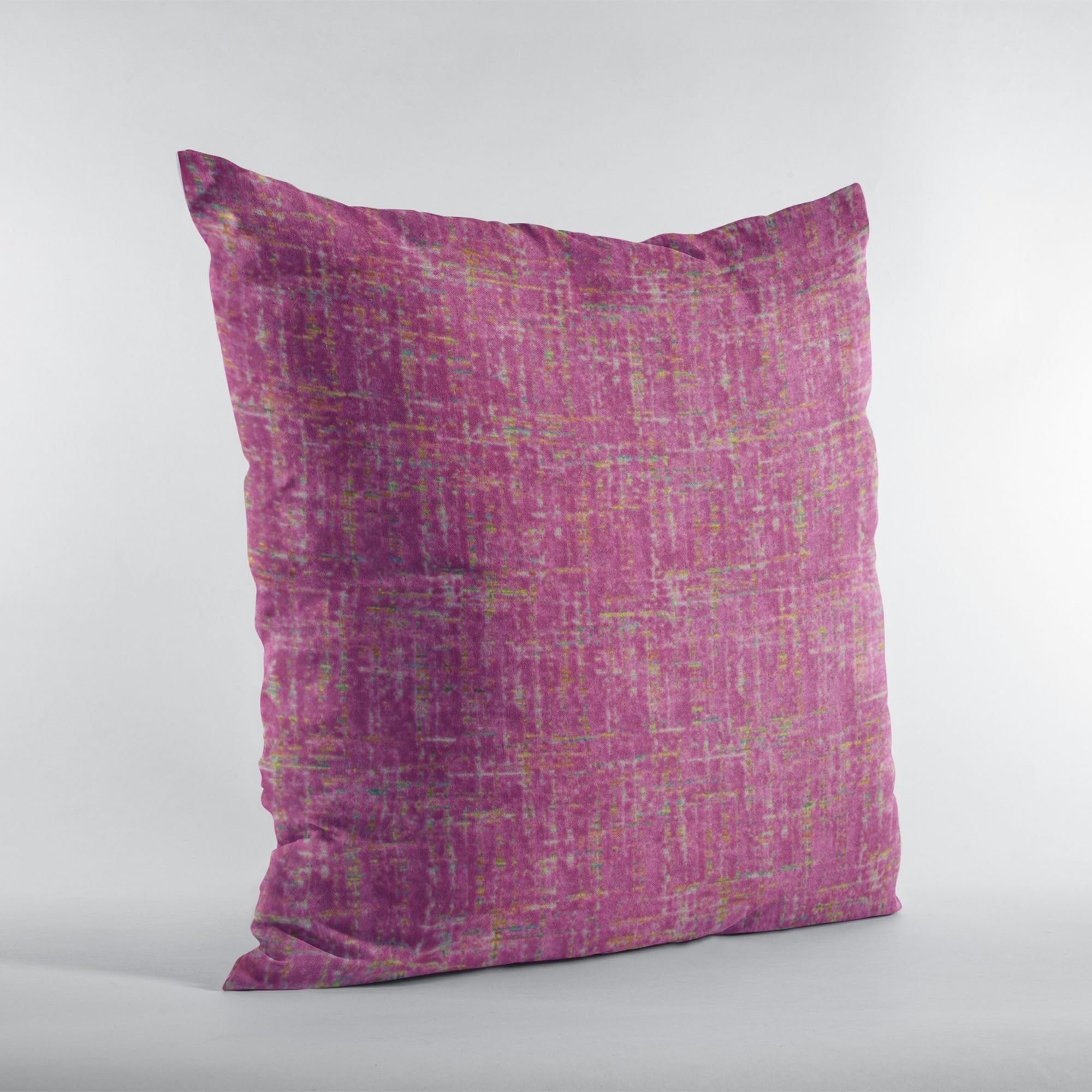 Plutus Fuchsia New Planet Cut Velvet Luxury Throw Pillow showcasing vibrant fuchsia color and cut velvet texture, perfect for stylish home decor.