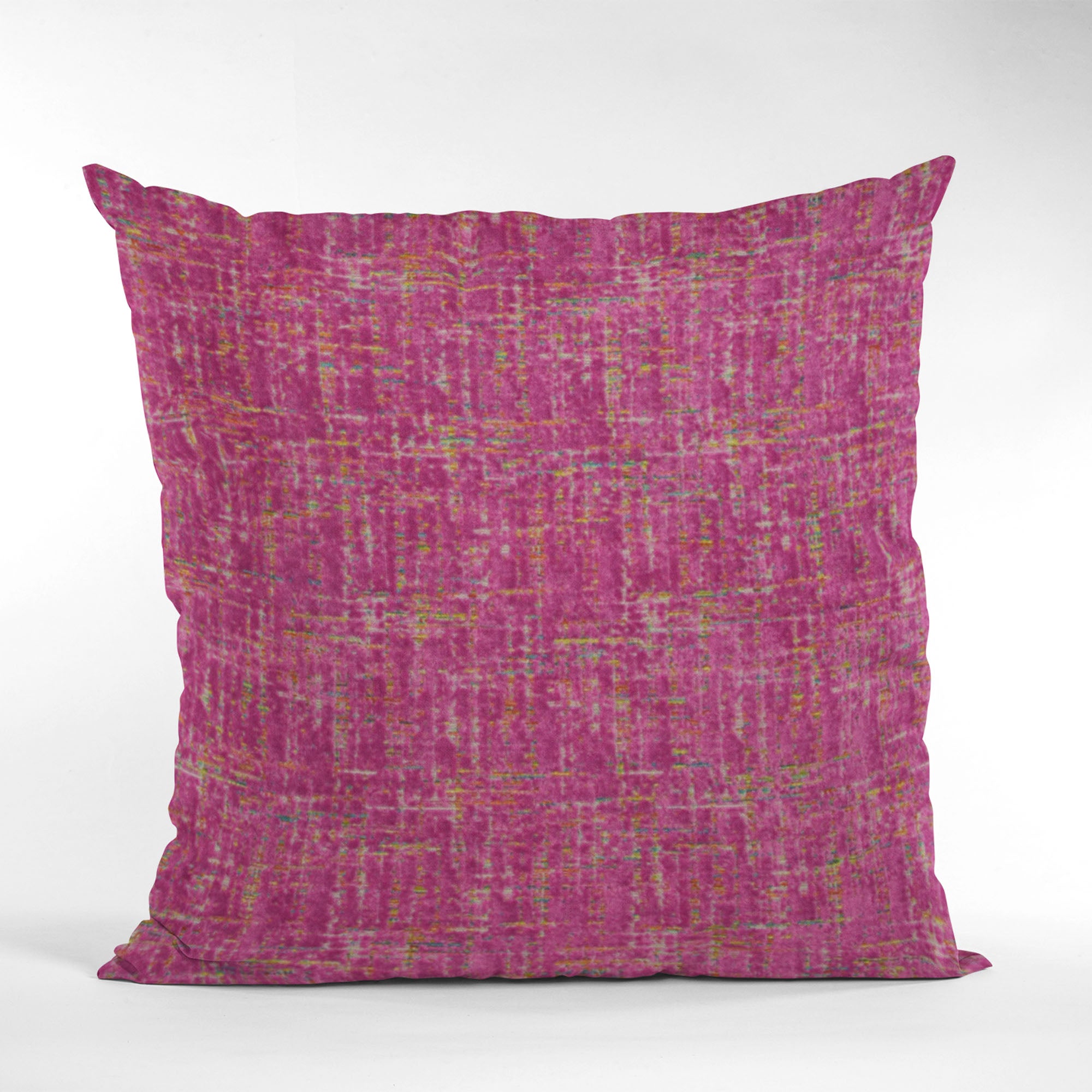 Plutus Fuchsia New Planet Cut Velvet Luxury Throw Pillow showcasing vibrant fuchsia color and cut velvet texture, perfect for stylish home decor.