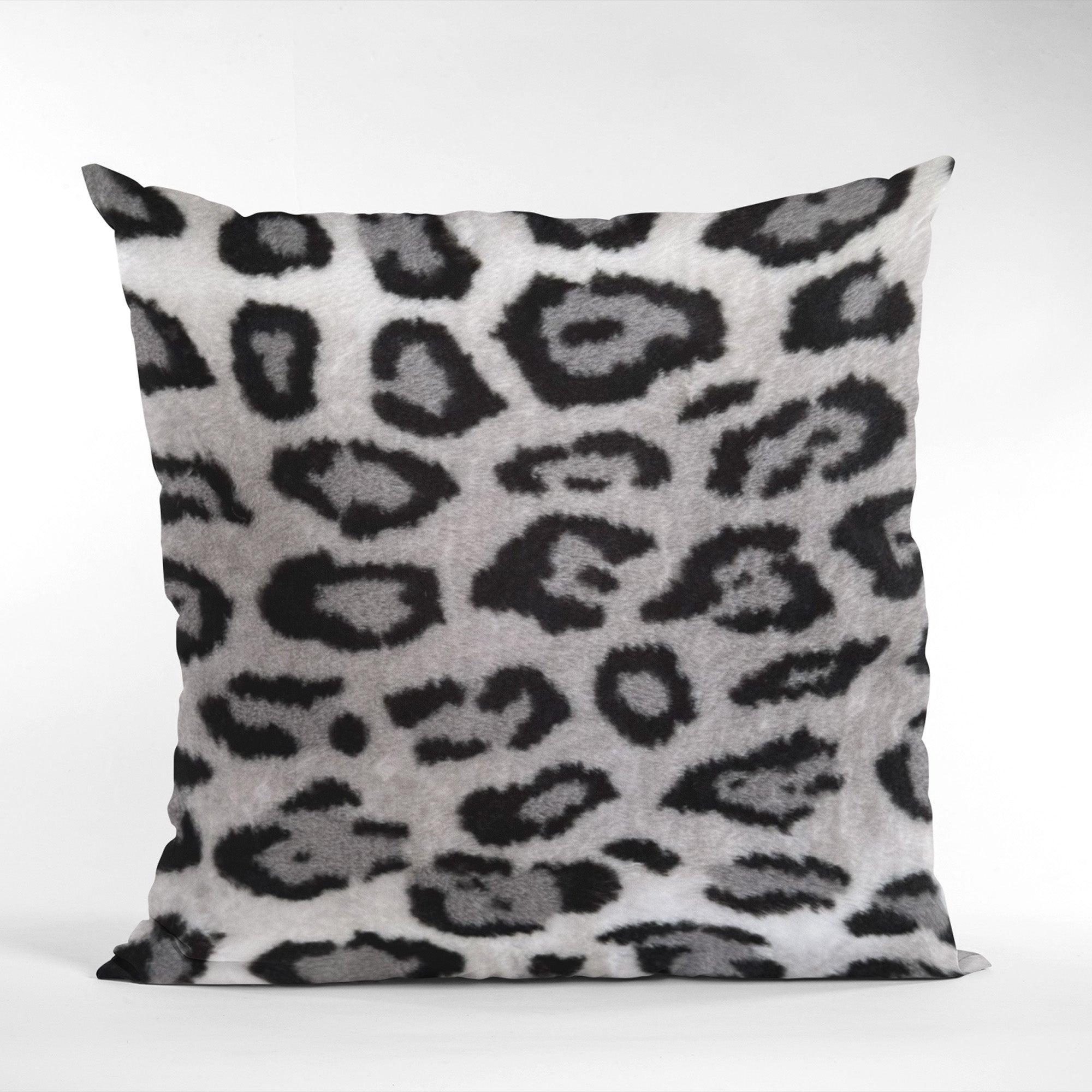 Plutus Gray Silver Jaguar Faux Fur Luxury Throw Pillow with elegant jaguar pattern and plush texture, perfect for home decor.