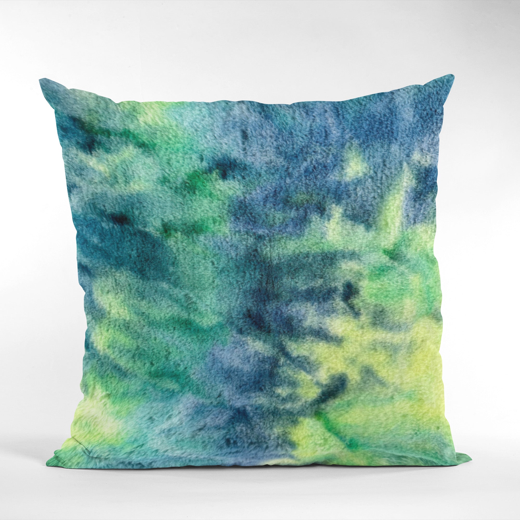 Plutus Green Yellow Blue Northern Lights Animal Faux Fur Luxury Throw showcasing vibrant colors and plush texture, perfect for cozy decor.