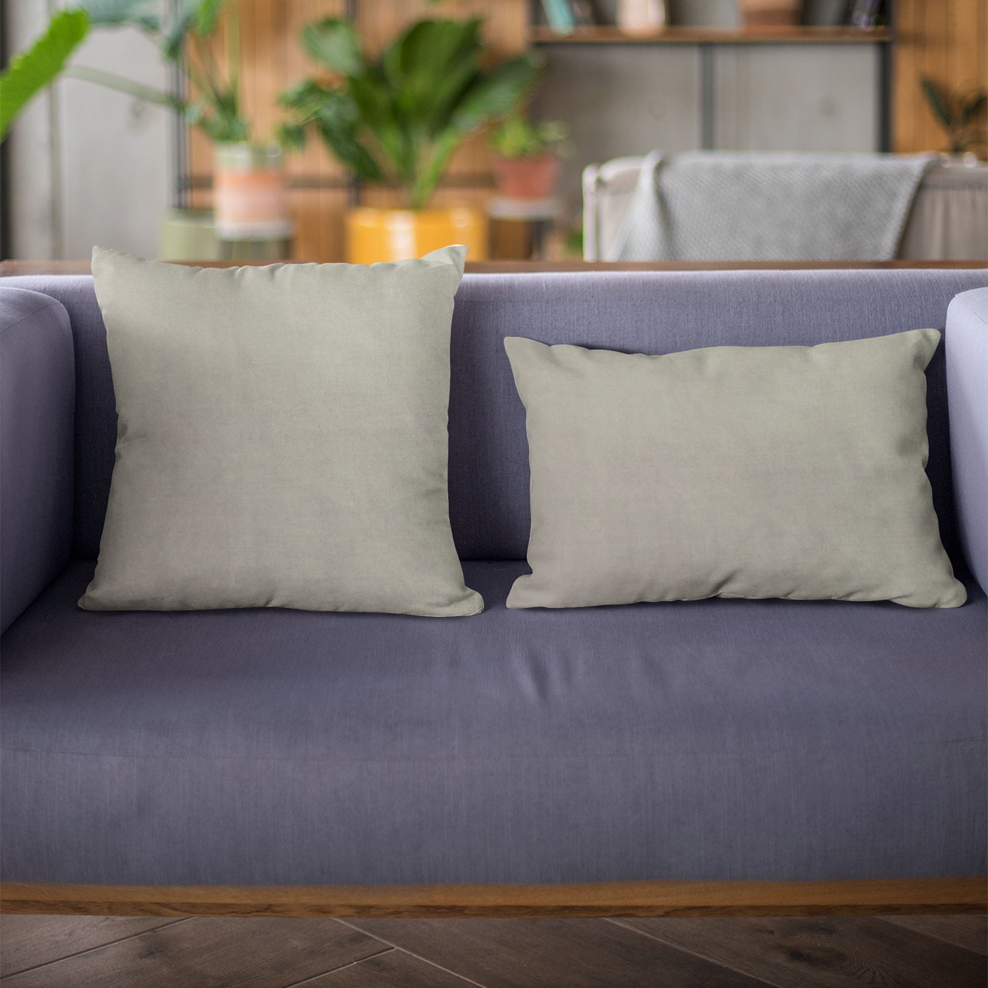 Plutus Grey Solid Shiny Velvet Luxury Throw Pillow showcasing its elegant shiny texture and invisible zipper design.