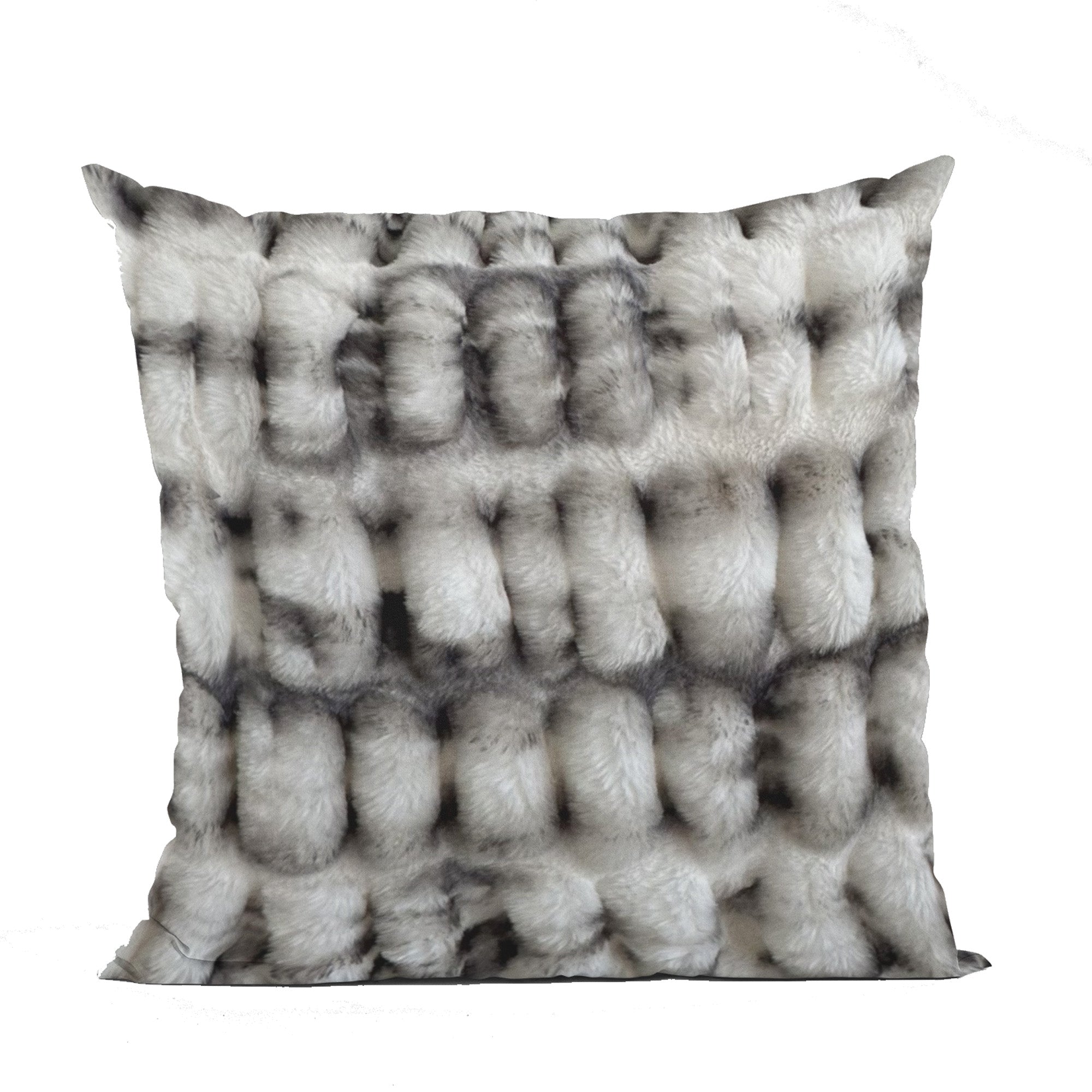 Plutus Off White Sherpa Animal Faux Fur Luxury Throw Pillow showcasing its soft texture and elegant design, perfect for home decor.