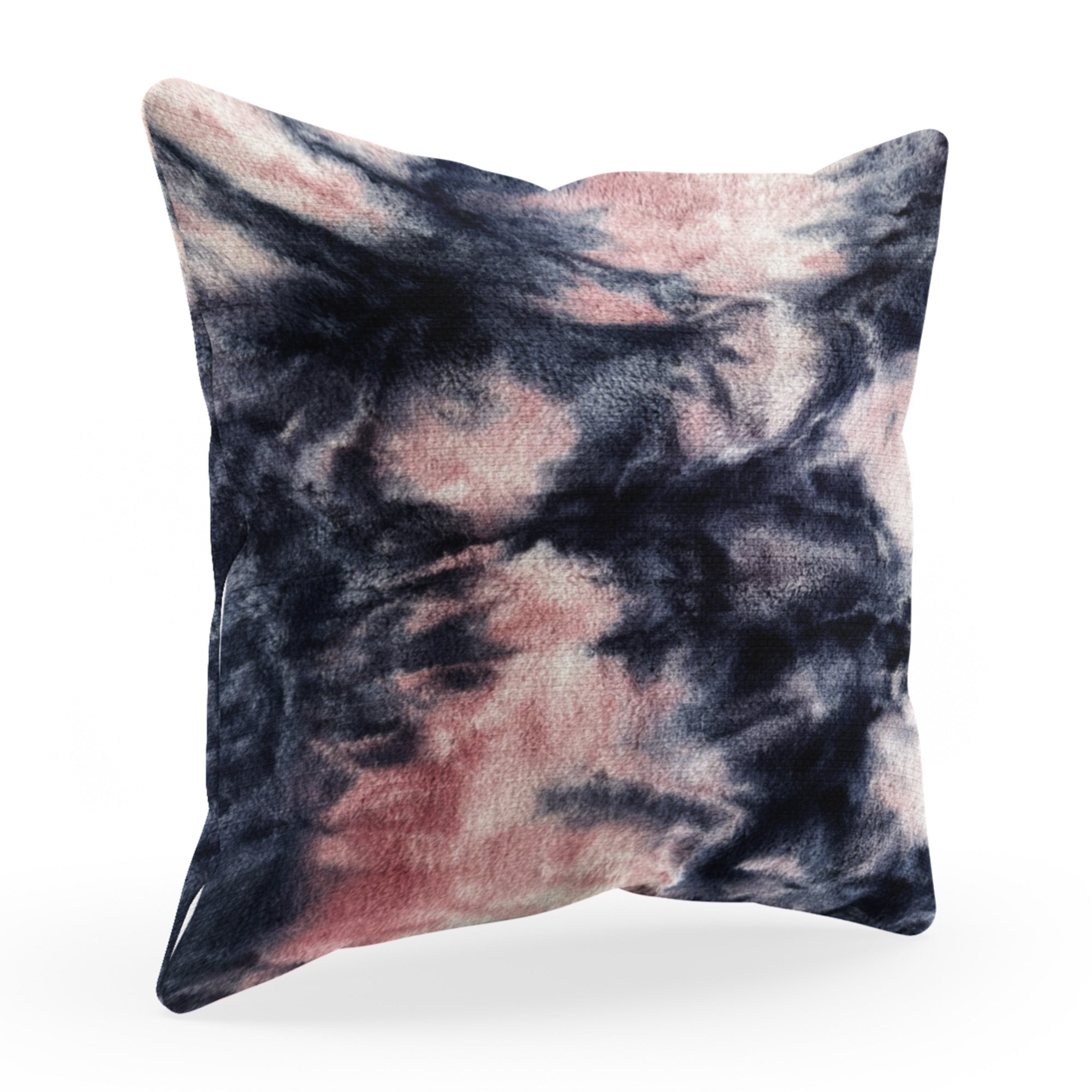 Plutus Pink Navy Fureal Animal Faux Fur Luxury Throw Pillow showcasing its luxurious faux fur texture and elegant color combination.