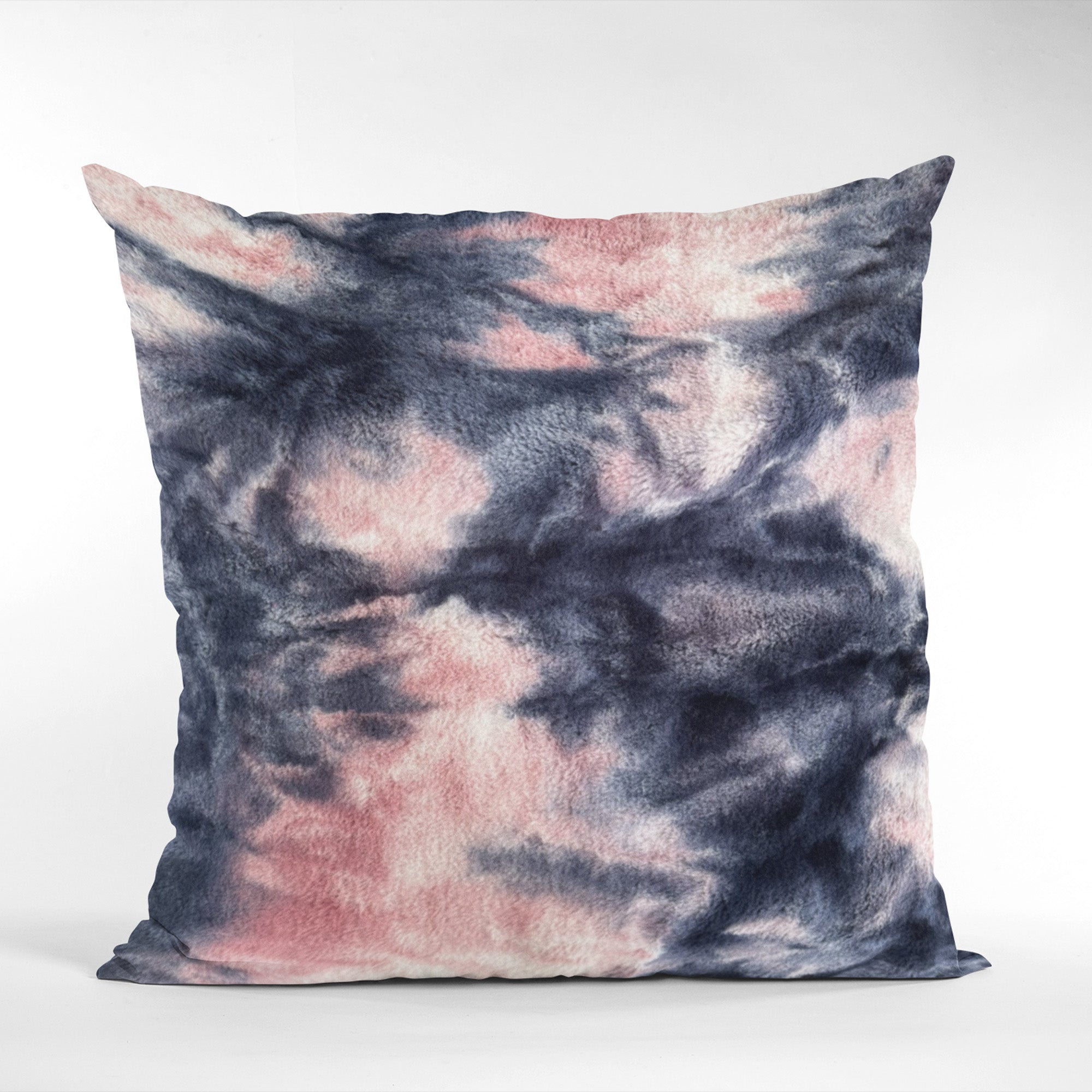 Plutus Pink Navy Fureal Animal Faux Fur Luxury Throw Pillow showcasing its luxurious faux fur texture and elegant color combination.