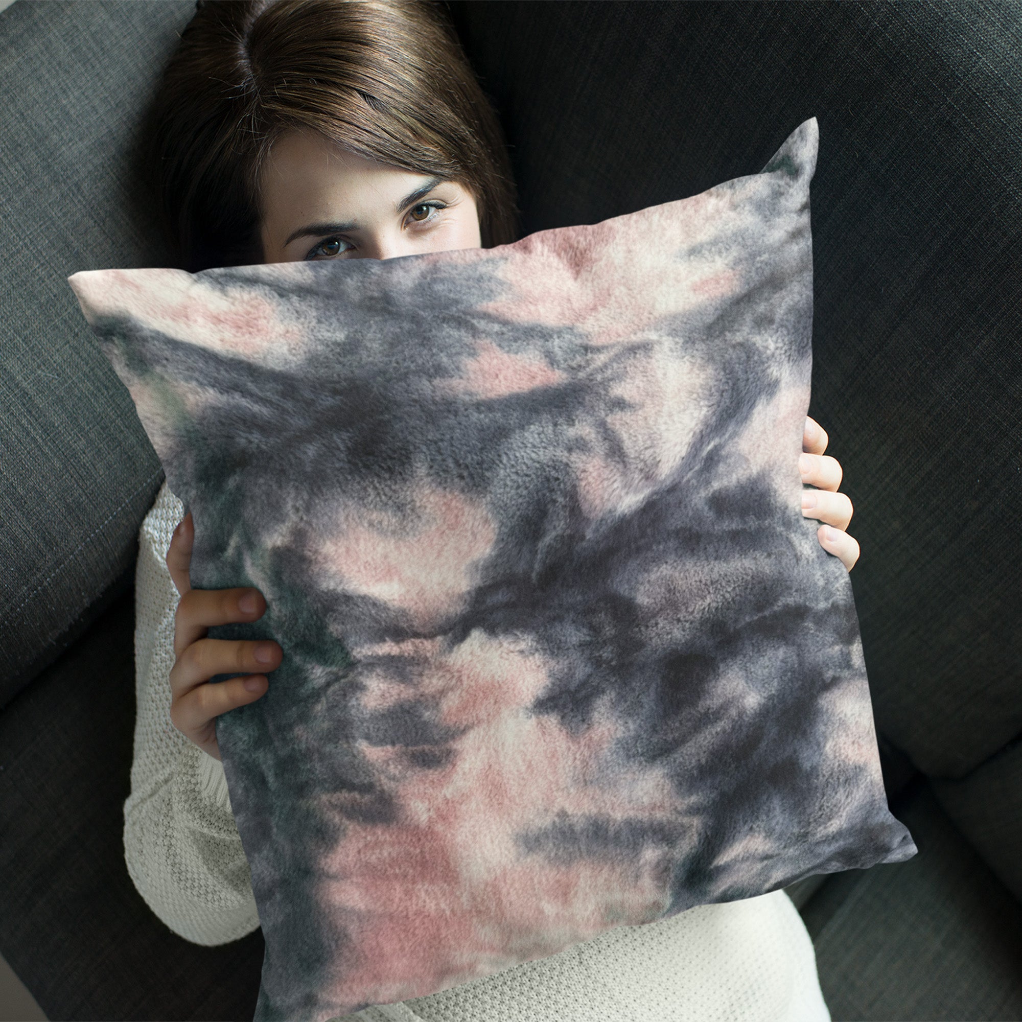 Plutus Pink Navy Fureal Animal Faux Fur Luxury Throw Pillow showcasing its luxurious faux fur texture and elegant color combination.