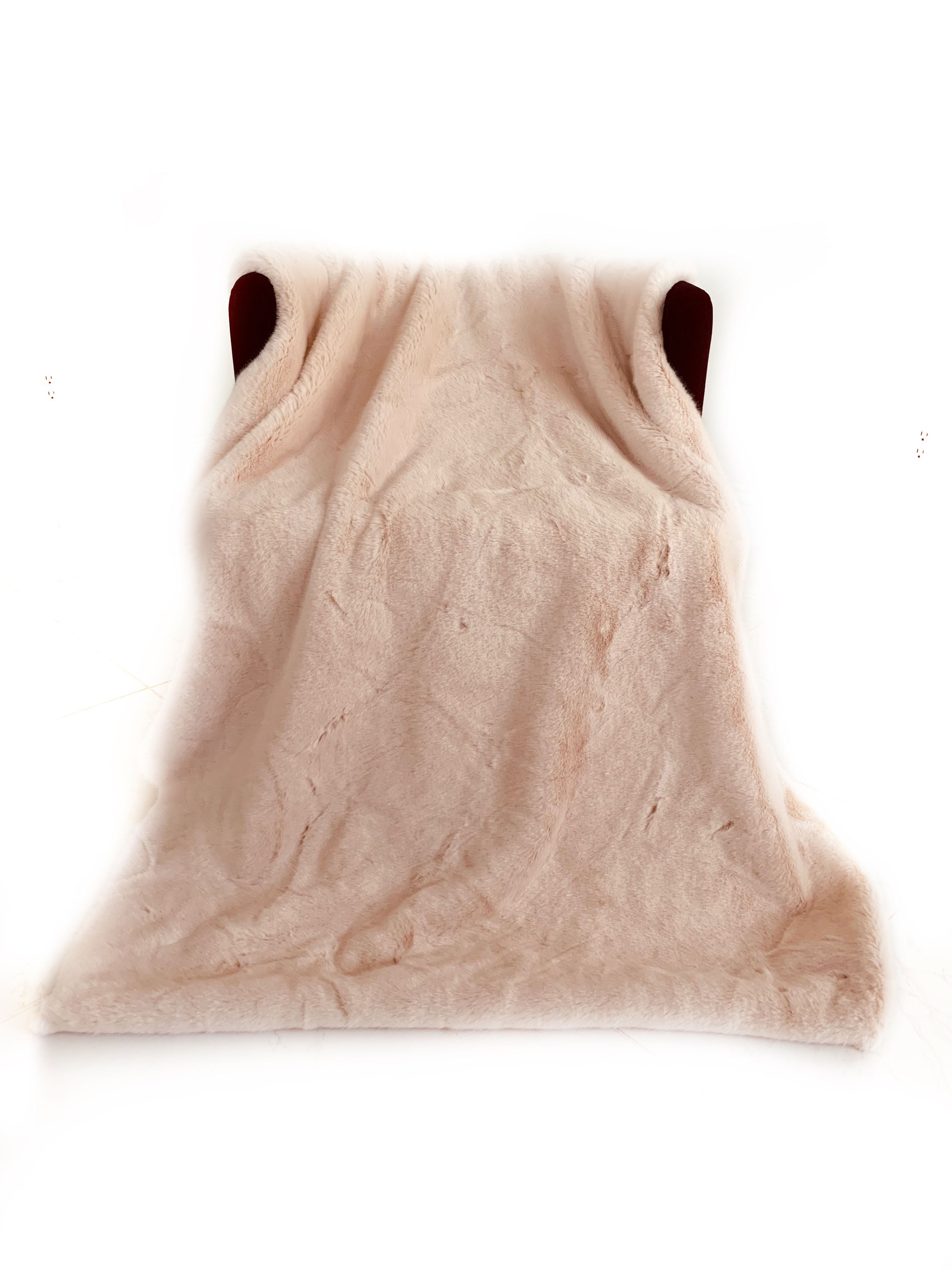 Plutus Pink Plush Faux Fur Luxury Throw Blanket in taupe and black, showcasing its soft texture and reversible design.