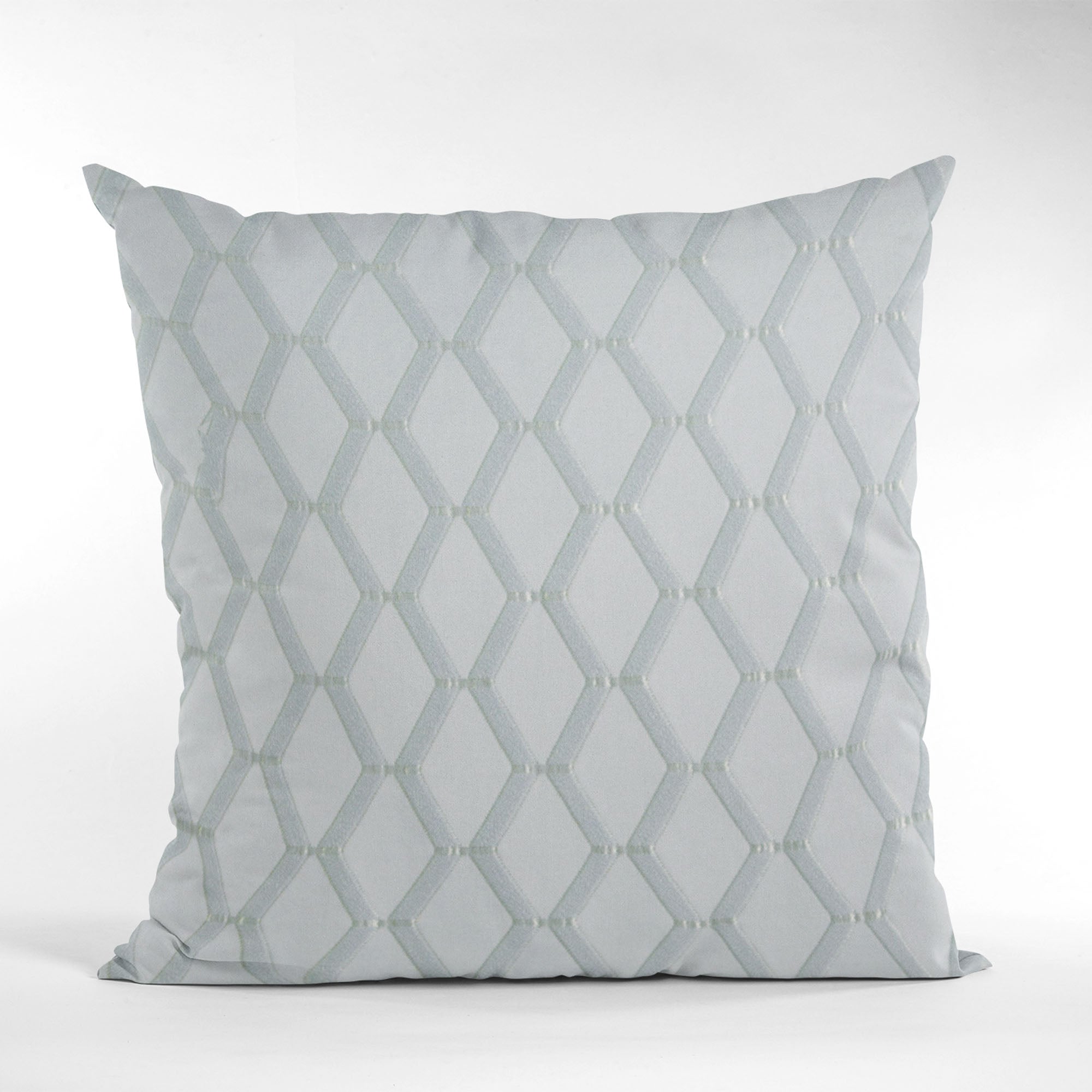 Plutus Silver Diamond Luxury Throw Pillow featuring shiny fabric and intricate embroidery, showcasing a luxurious design.