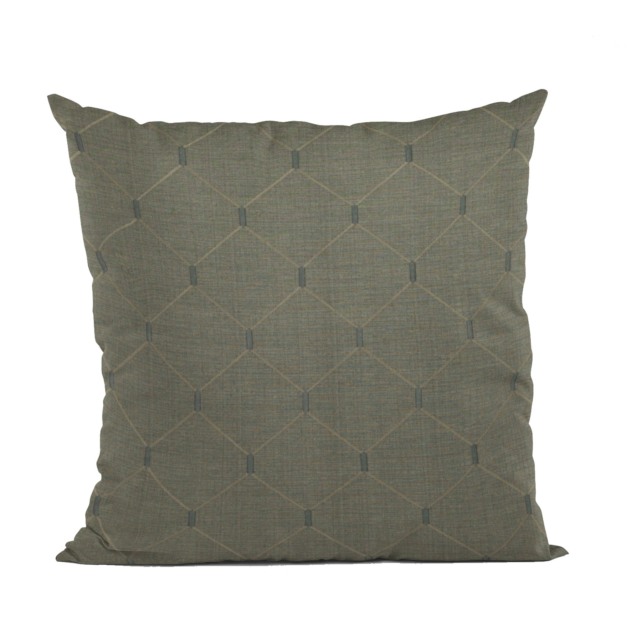 Plutus Slate Grey Kona Embroidery luxury throw pillow with elegant shine and soft fabric, featuring an invisible zipper and hypoallergenic insert.