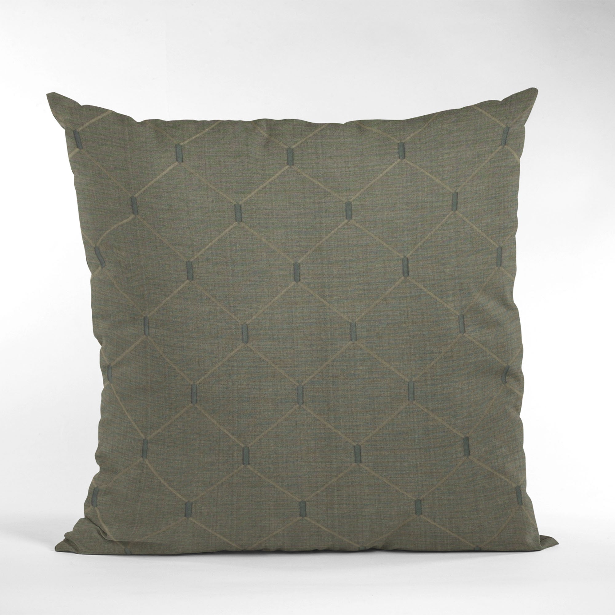 Plutus Slate Grey Kona Embroidery luxury throw pillow with elegant shine and soft fabric, featuring an invisible zipper and hypoallergenic insert.