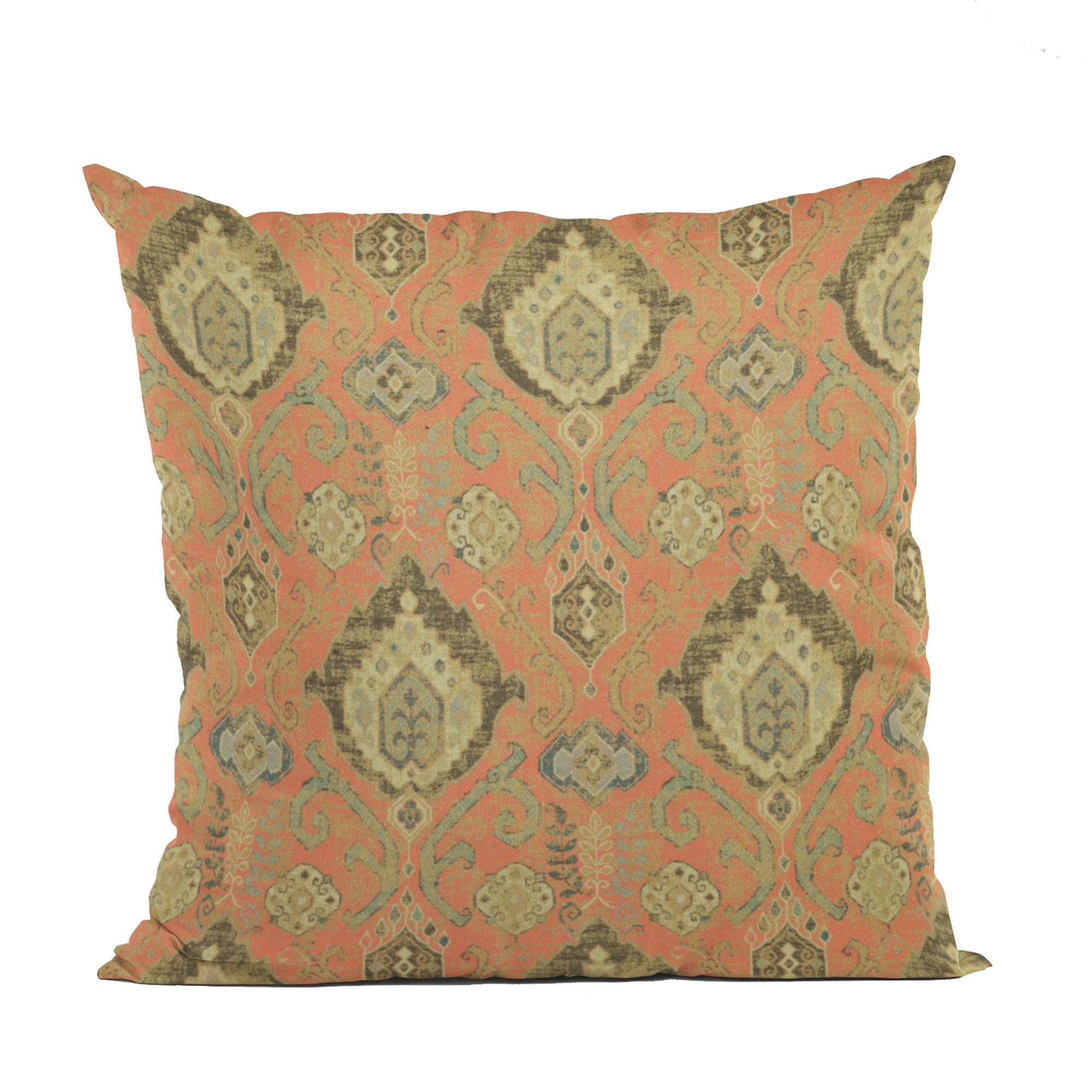 Plutus Terracotta Romero Woven Luxury Throw Pillow featuring a terracotta woven design with an invisible zipper and hypoallergenic insert.