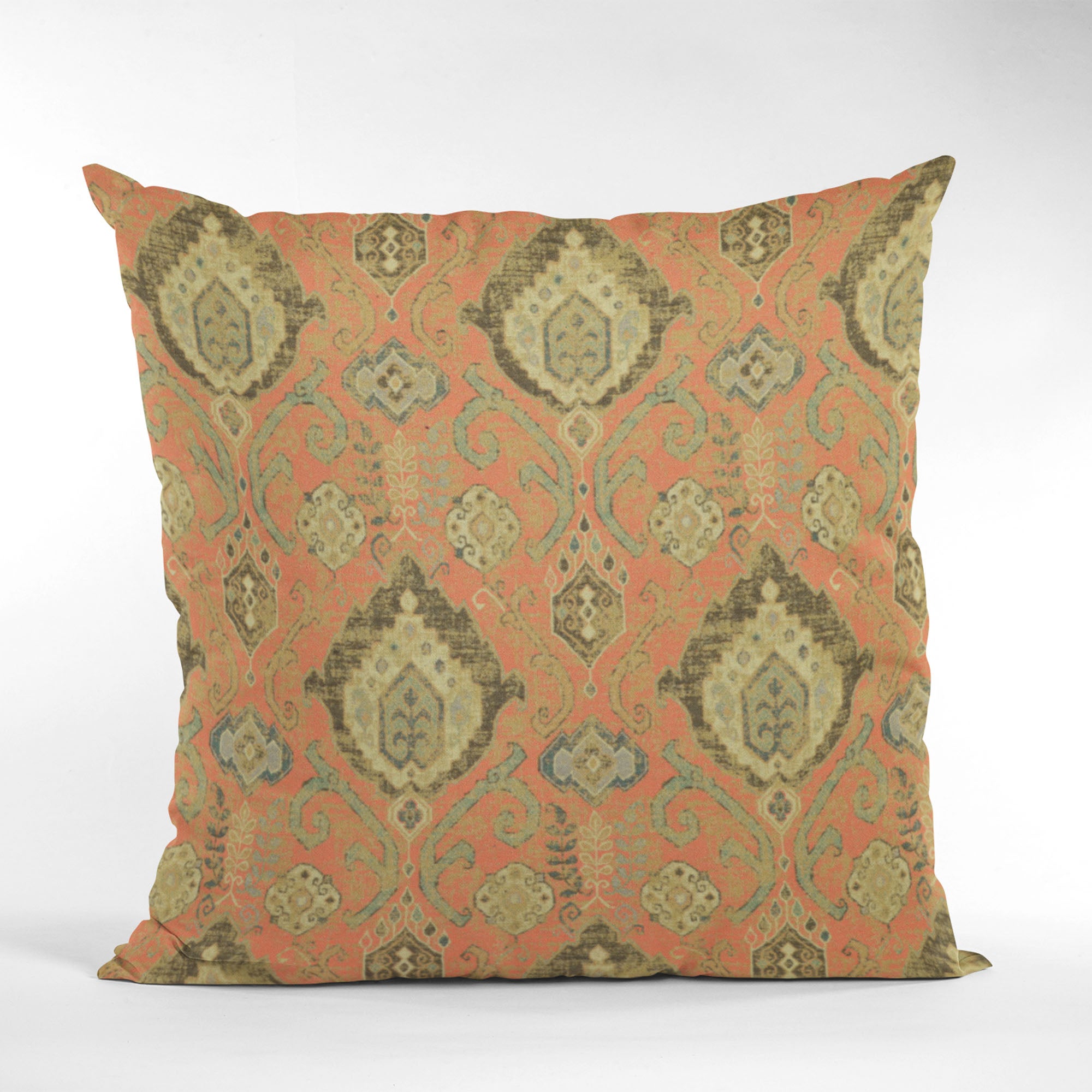 Plutus Terracotta Romero Woven Luxury Throw Pillow featuring a terracotta woven design with an invisible zipper and hypoallergenic insert.