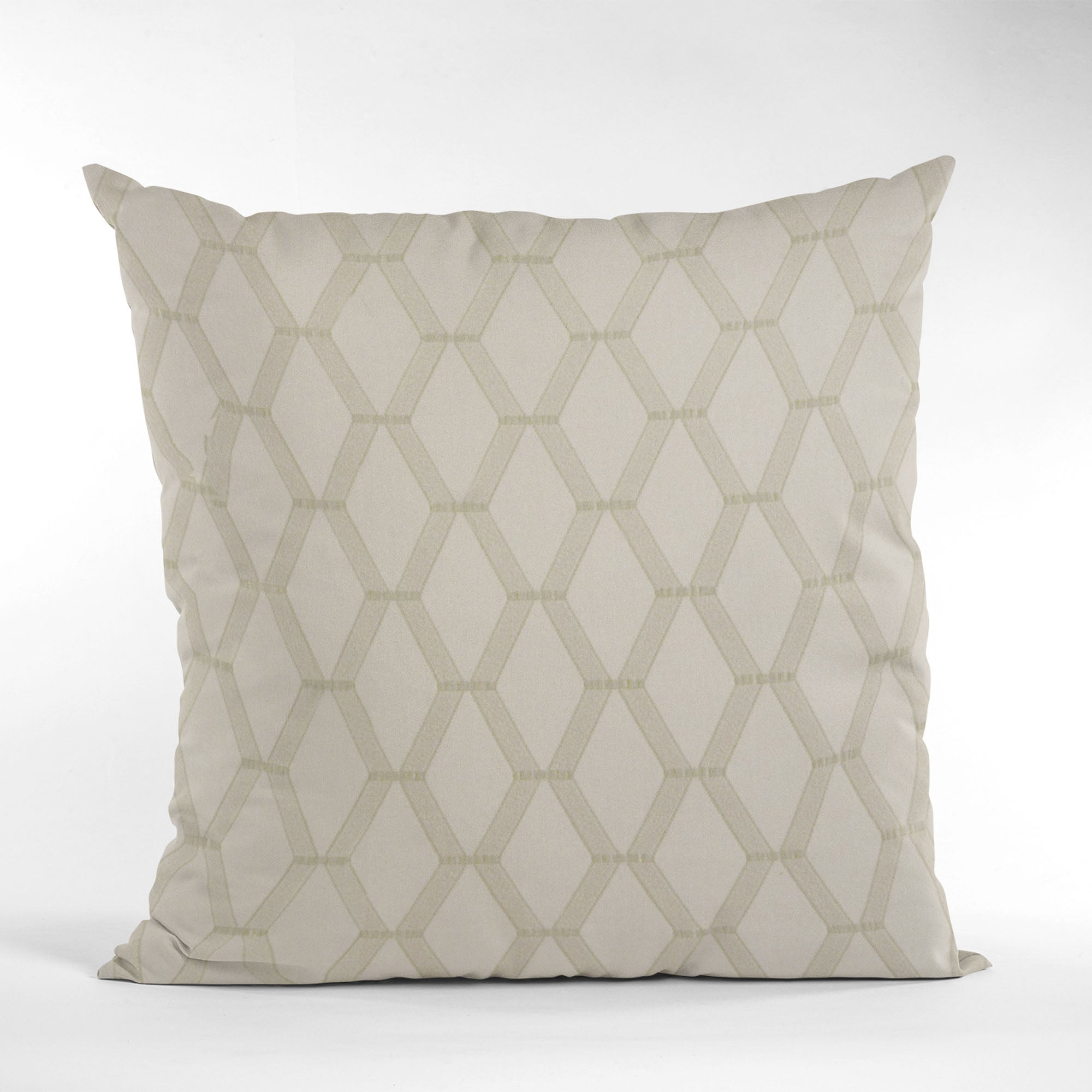 Plutus Wheat Diamond Shiny Fabric Luxury Throw Pillow with intricate embroidery, showcasing a wheat color and elegant design.