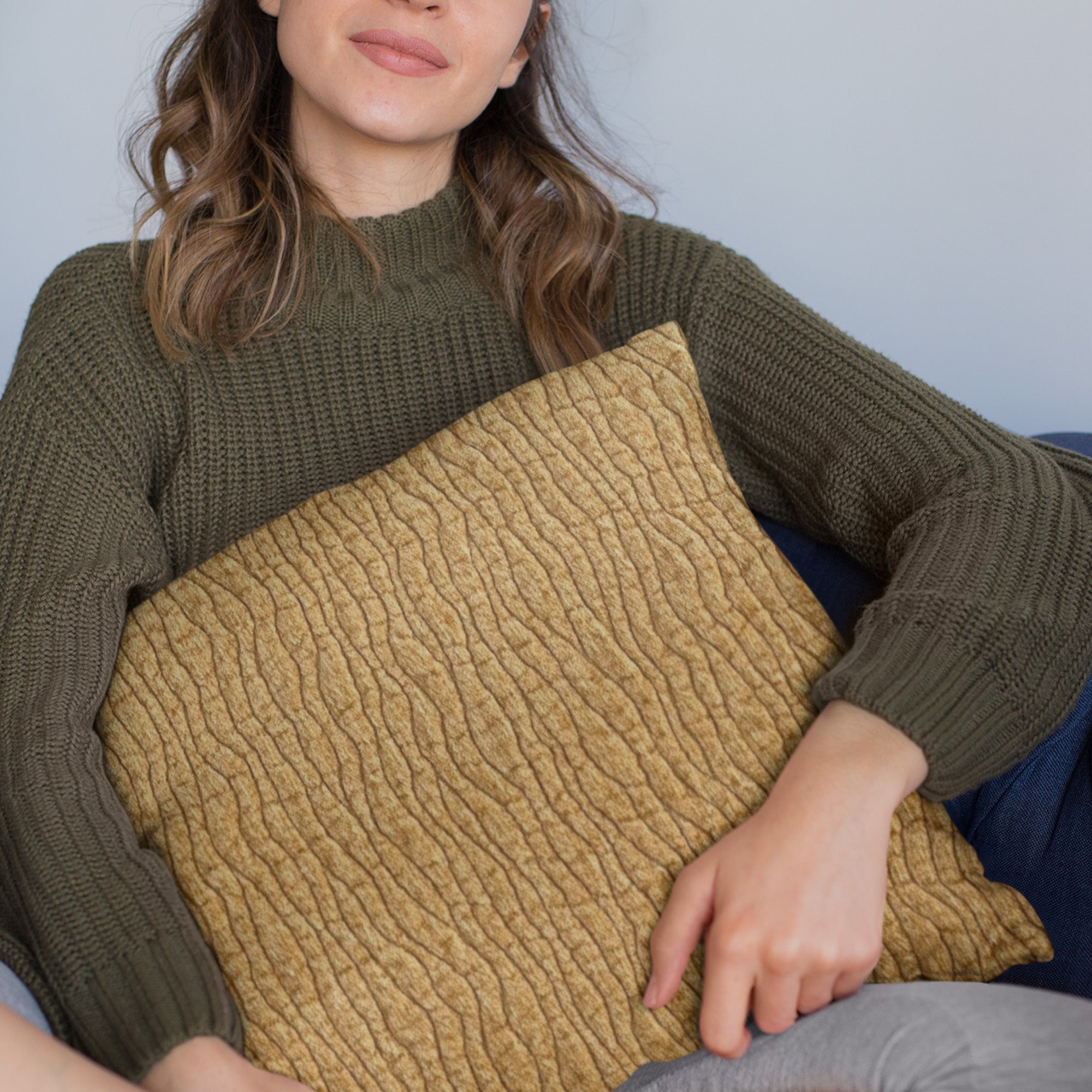 Plutus Yellow Desert Lines Faux Fur Luxury Throw Pillow showcasing a vibrant yellow color and desert pattern, perfect for elegant home decor.