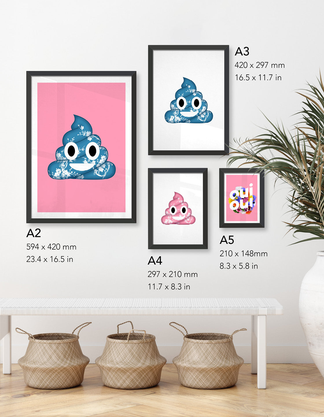 Cheeky Poo Emoji print designed for playful home decor.