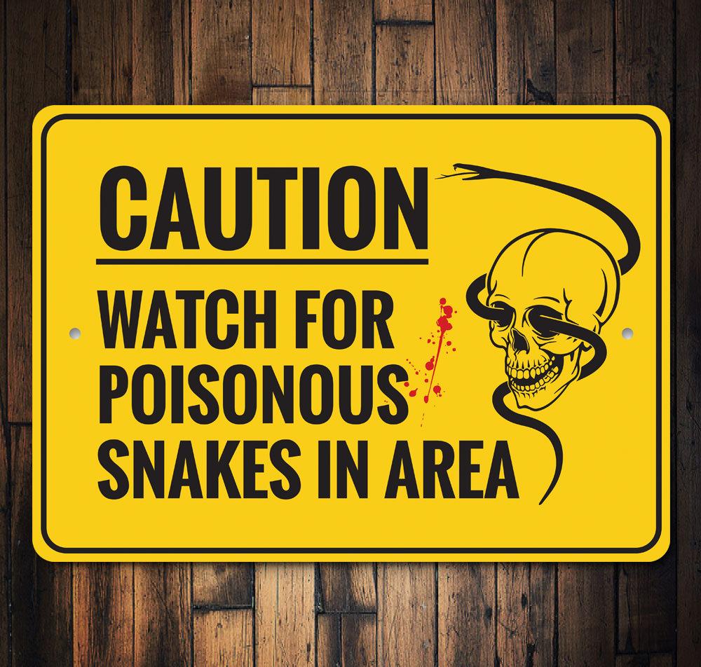 A decorative Poisonous Snakes Sign made of high-quality aluminum, featuring a spooky design perfect for Halloween decor.