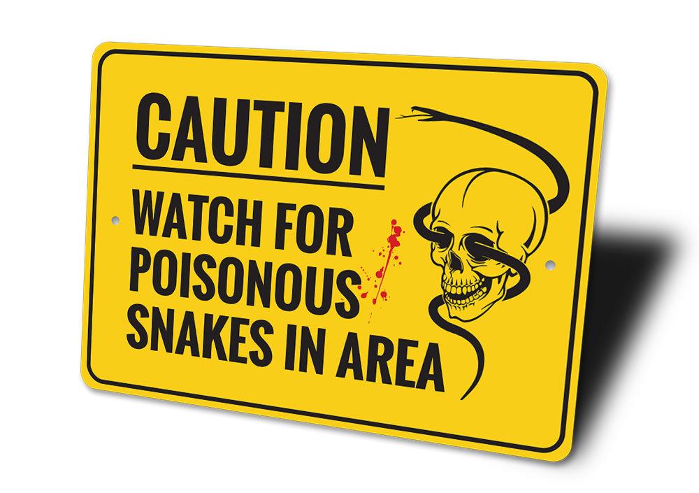 A decorative Poisonous Snakes Sign made of high-quality aluminum, featuring a spooky design perfect for Halloween decor.