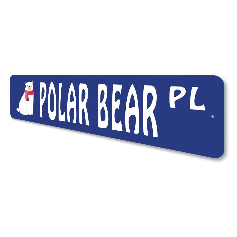 Polar Bear Street Sign made of quality aluminum, featuring a vibrant polar bear design, perfect for home decor.