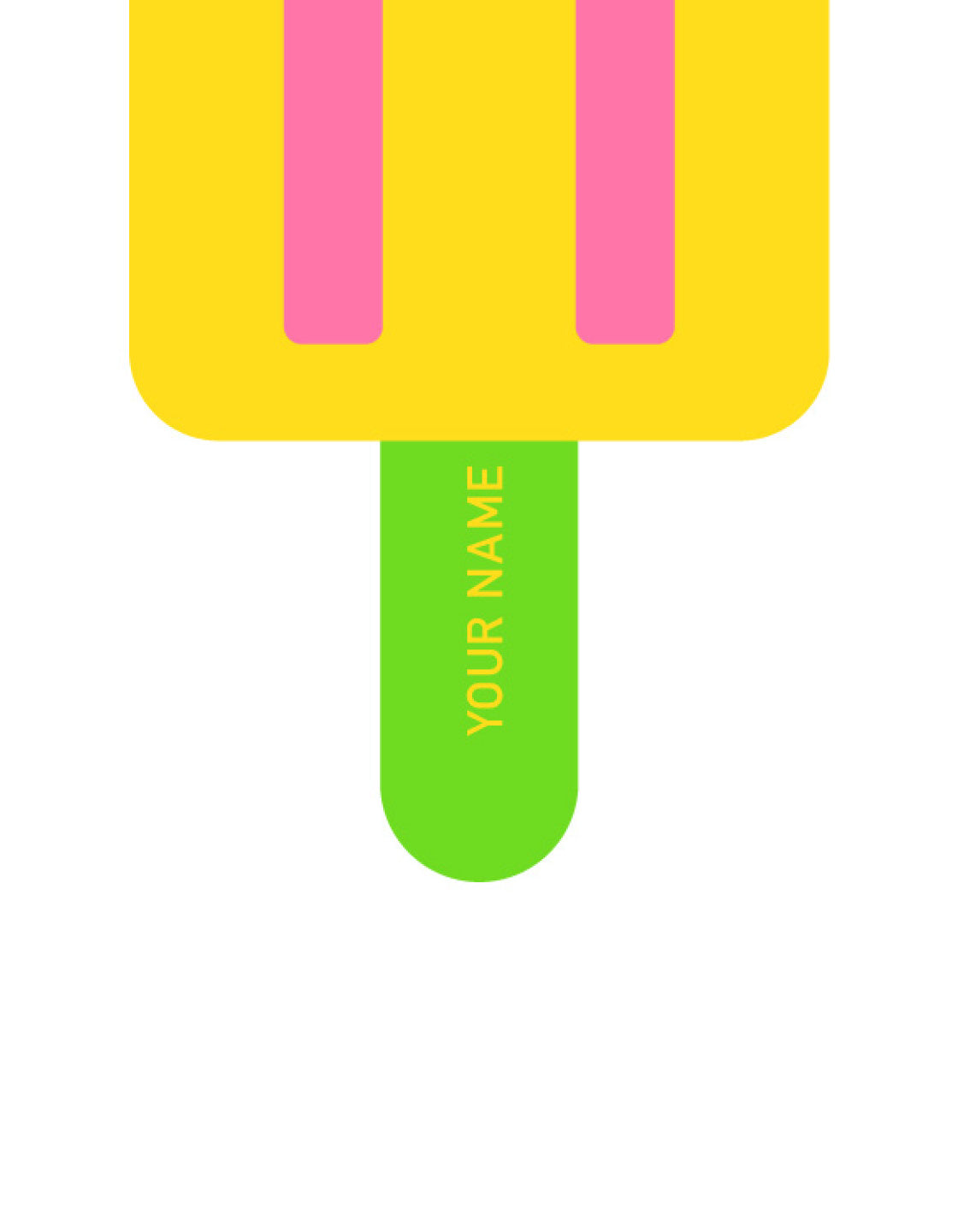 A vibrant personalised popsicle ice lolly print featuring a colorful popsicle with a custom name on the stick, perfect for kids' room decor.