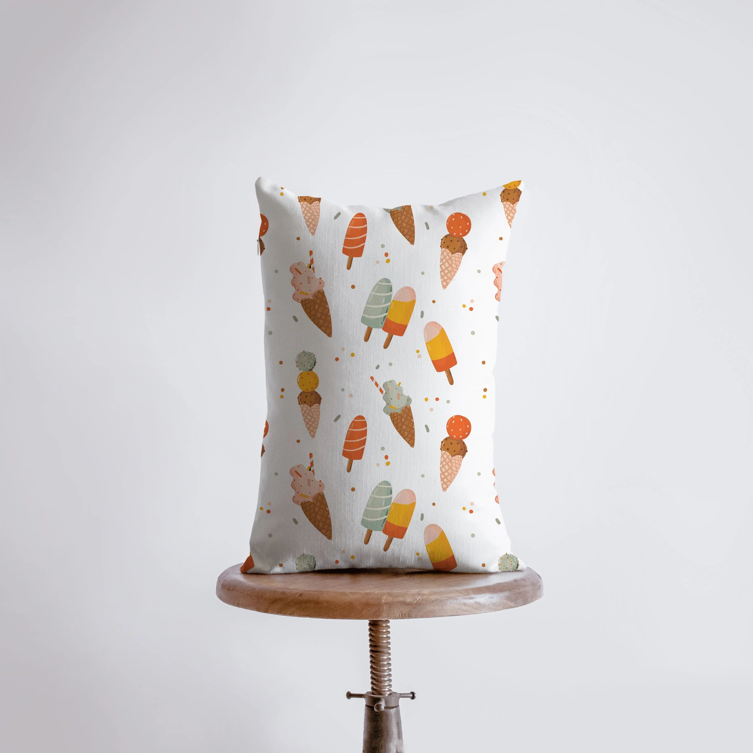 Handmade Popsicle Sticks pillow cover featuring a colorful design, perfect for summer decor.