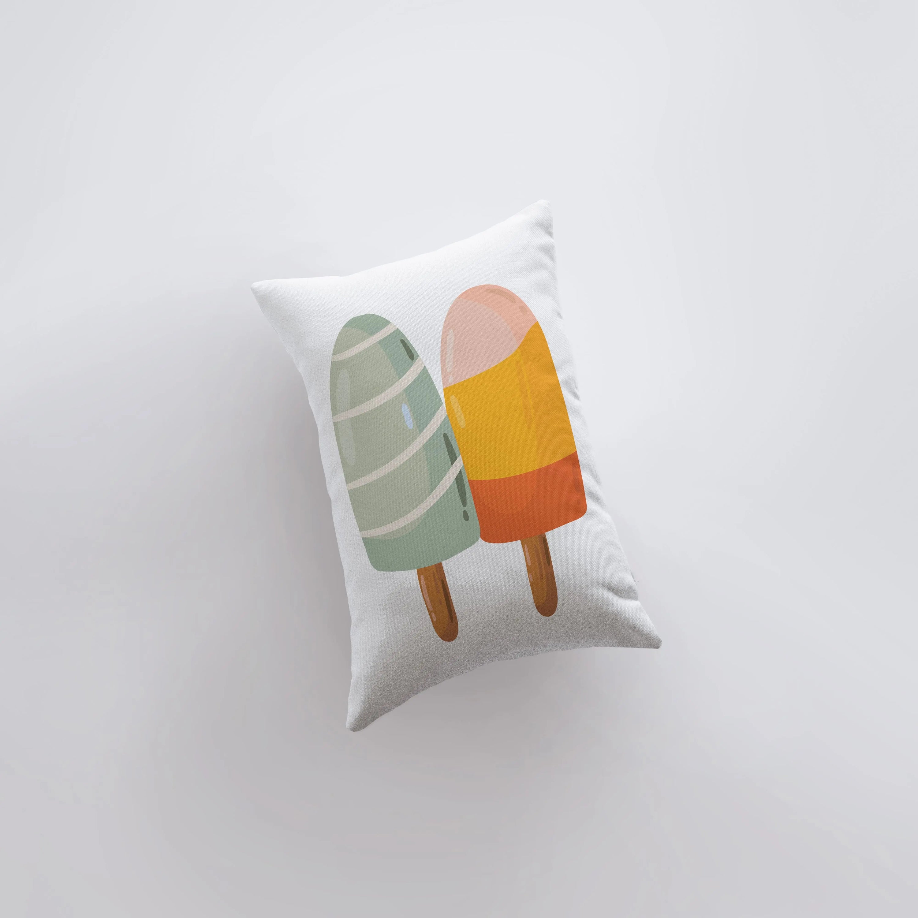 Handmade Popsicle Sticks pillow cover featuring a colorful design, perfect for summer decor.