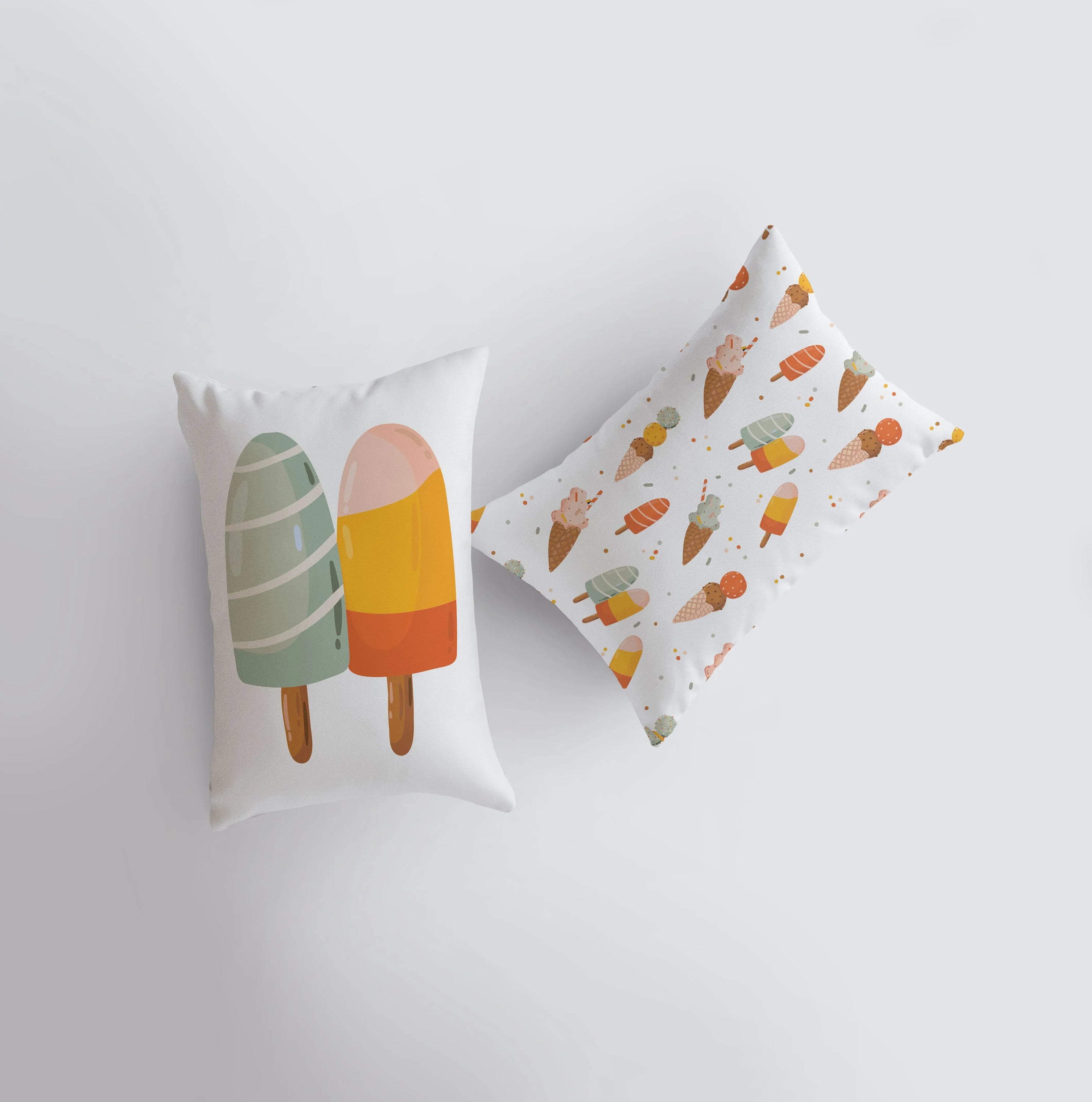 Handmade Popsicle Sticks pillow cover featuring a colorful design, perfect for summer decor.