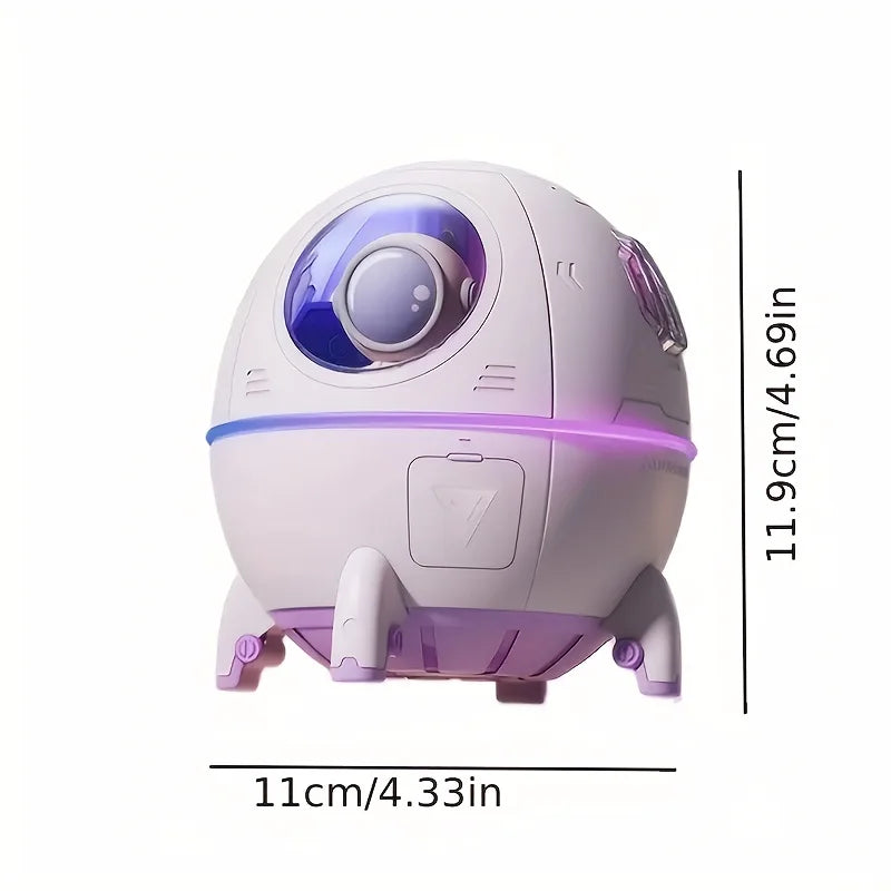 Portable 220ml USB Cool Mist Space Capsule Aroma Essential Oil Diffuser with nightlight feature, designed for small spaces.