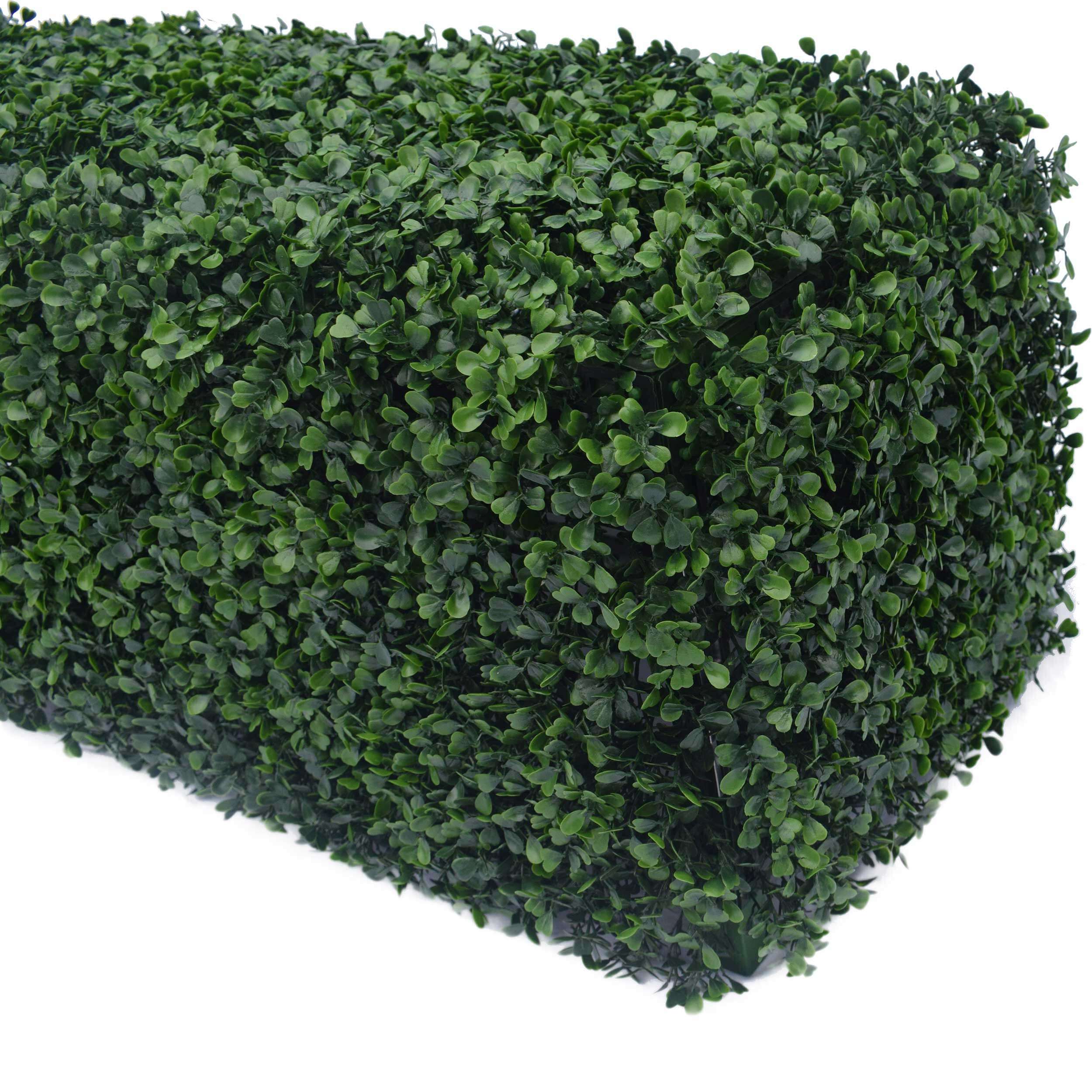 Portable Artificial Boxwood Hedge, 25cm high and 100cm long, showcasing lush green foliage, ideal for indoor and outdoor decoration.