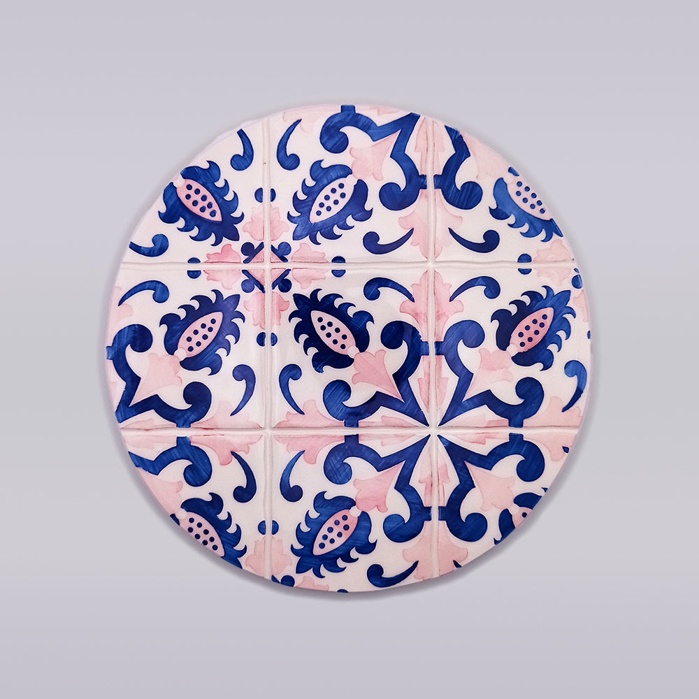 Porto Ceramic Trivet for Hot Pods, hand-painted with intricate designs, showcasing vibrant colors and high-quality ceramic craftsmanship.