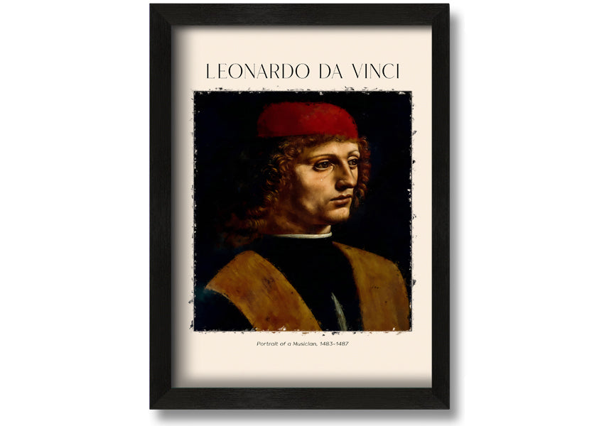 Portrait Of A Musician by Fonardo Da Vinci, printed on canvas, showcasing a musician in a moment of inspiration.