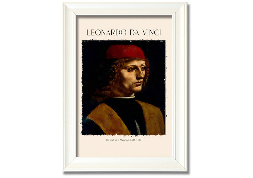 Portrait Of A Musician by Fonardo Da Vinci, printed on canvas, showcasing a musician in a moment of inspiration.