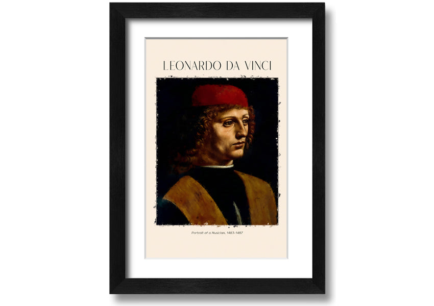 Portrait Of A Musician by Fonardo Da Vinci, printed on canvas, showcasing a musician in a moment of inspiration.