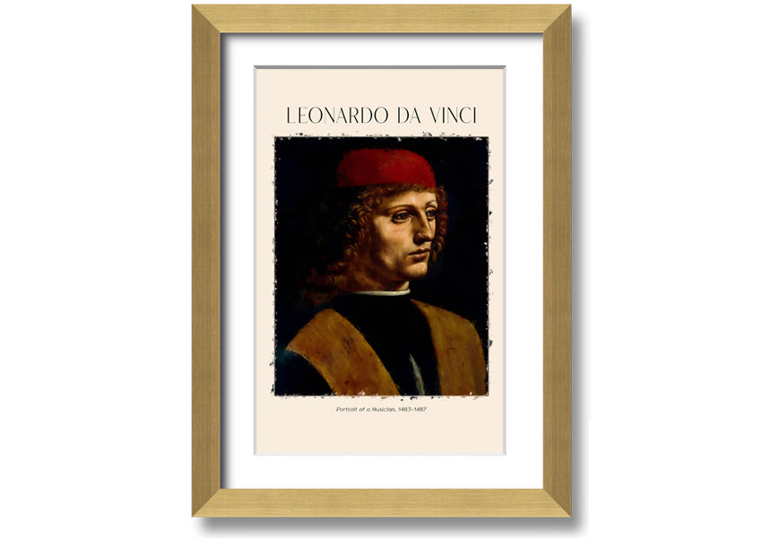 Portrait Of A Musician by Fonardo Da Vinci, printed on canvas, showcasing a musician in a moment of inspiration.