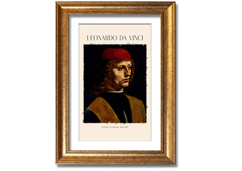 Portrait Of A Musician by Fonardo Da Vinci, printed on canvas, showcasing a musician in a moment of inspiration.