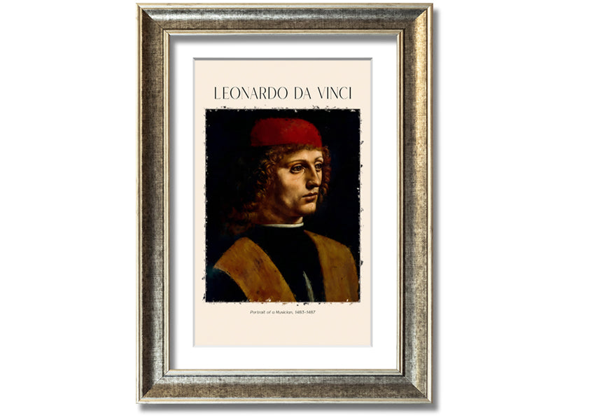 Portrait Of A Musician by Fonardo Da Vinci, printed on canvas, showcasing a musician in a moment of inspiration.