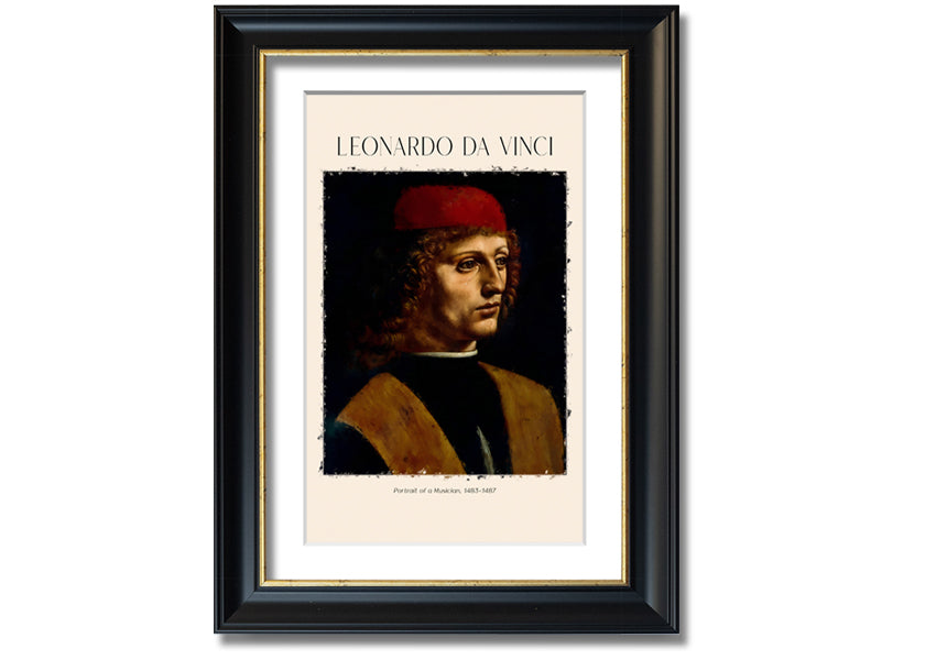 Portrait Of A Musician by Fonardo Da Vinci, printed on canvas, showcasing a musician in a moment of inspiration.