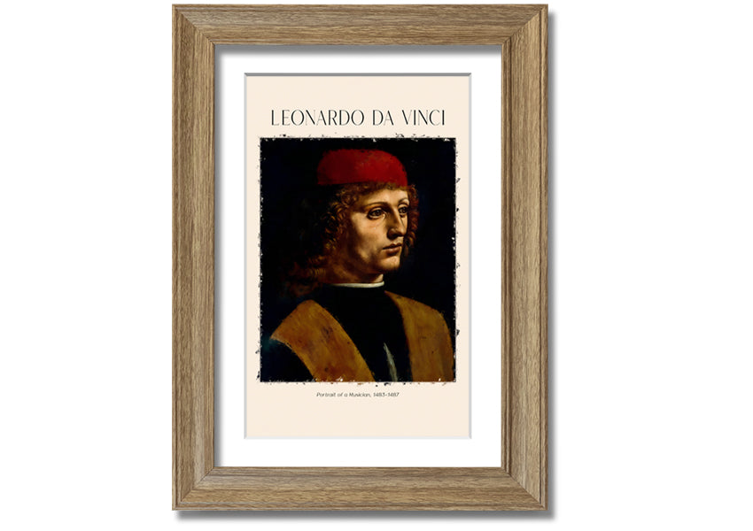 Portrait Of A Musician by Fonardo Da Vinci, printed on canvas, showcasing a musician in a moment of inspiration.