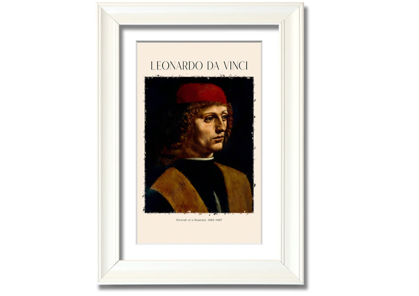 Portrait Of A Musician by Fonardo Da Vinci, printed on canvas, showcasing a musician in a moment of inspiration.