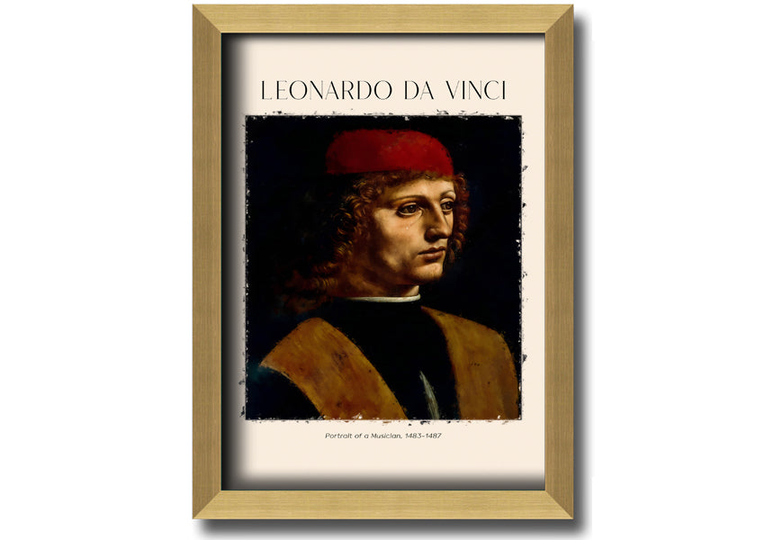 Portrait Of A Musician by Fonardo Da Vinci, printed on canvas, showcasing a musician in a moment of inspiration.