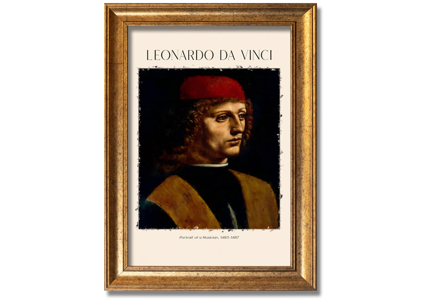 Portrait Of A Musician by Fonardo Da Vinci, printed on canvas, showcasing a musician in a moment of inspiration.