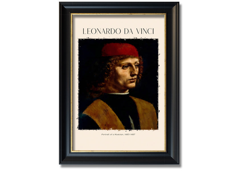 Portrait Of A Musician by Fonardo Da Vinci, printed on canvas, showcasing a musician in a moment of inspiration.