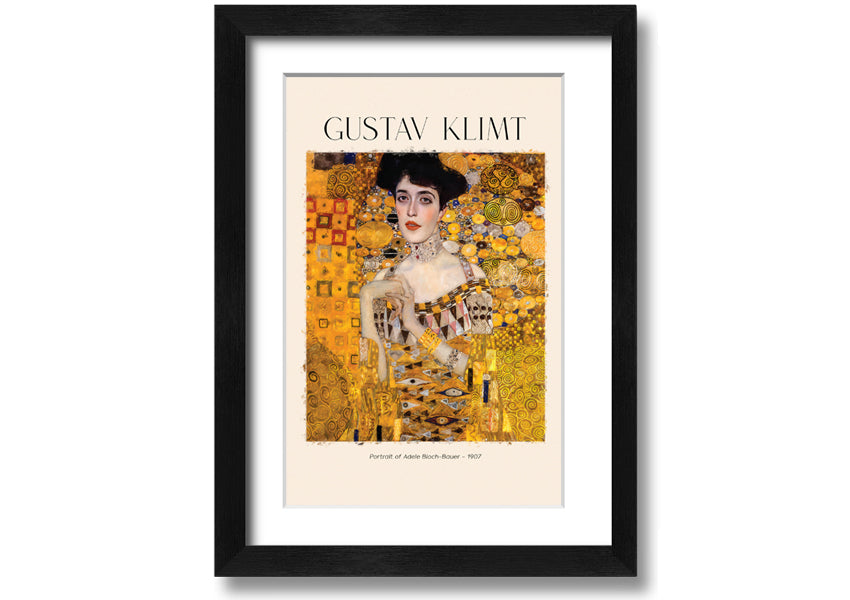 Portrait Of Adele Bloch-Bauer by Gustav Klimt, a stunning canvas print mounted on a box frame, showcasing intricate details and vibrant colors.