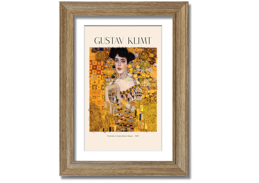 Portrait Of Adele Bloch-Bauer by Gustav Klimt, a stunning canvas print mounted on a box frame, showcasing intricate details and vibrant colors.