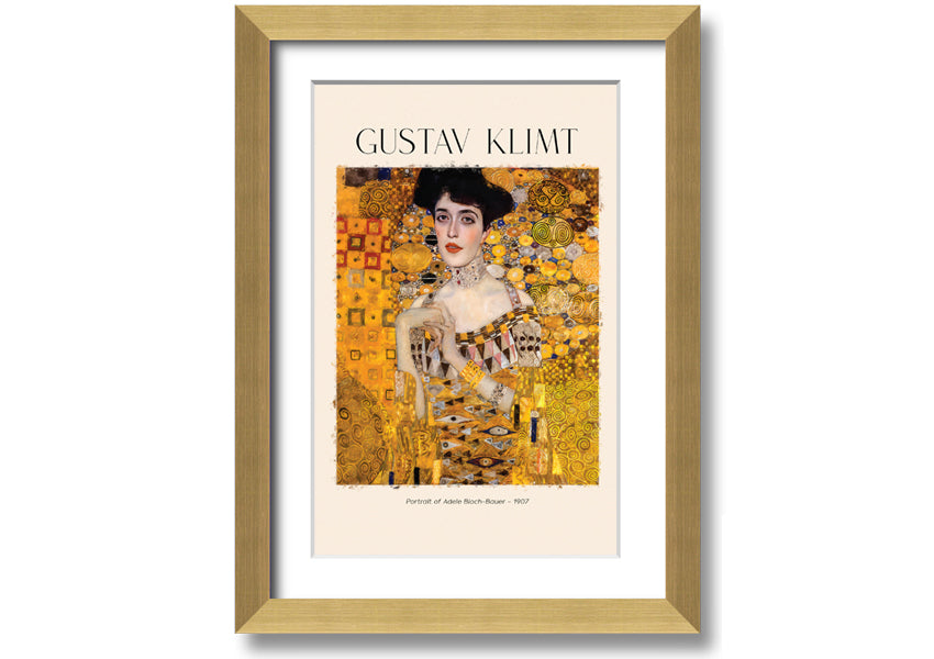 Portrait Of Adele Bloch-Bauer by Gustav Klimt, a stunning canvas print mounted on a box frame, showcasing intricate details and vibrant colors.