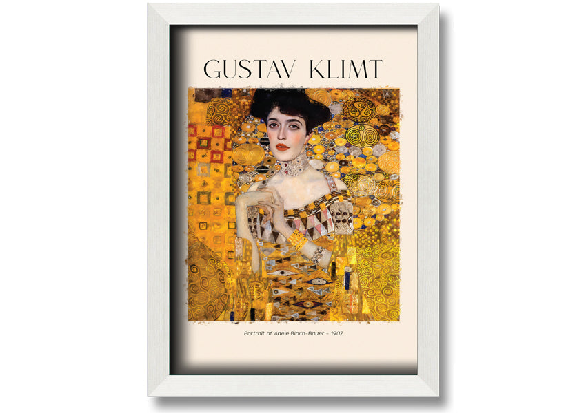 Portrait Of Adele Bloch-Bauer by Gustav Klimt, a stunning canvas print mounted on a box frame, showcasing intricate details and vibrant colors.