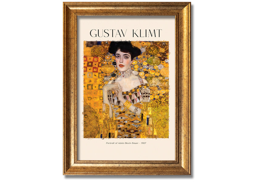 Portrait Of Adele Bloch-Bauer by Gustav Klimt, a stunning canvas print mounted on a box frame, showcasing intricate details and vibrant colors.