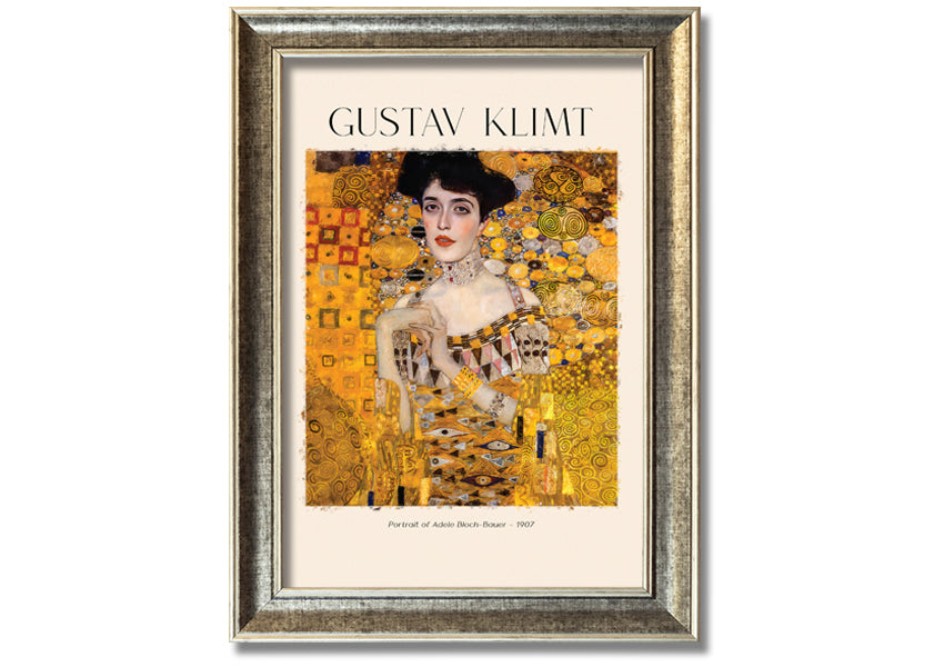 Portrait Of Adele Bloch-Bauer by Gustav Klimt, a stunning canvas print mounted on a box frame, showcasing intricate details and vibrant colors.