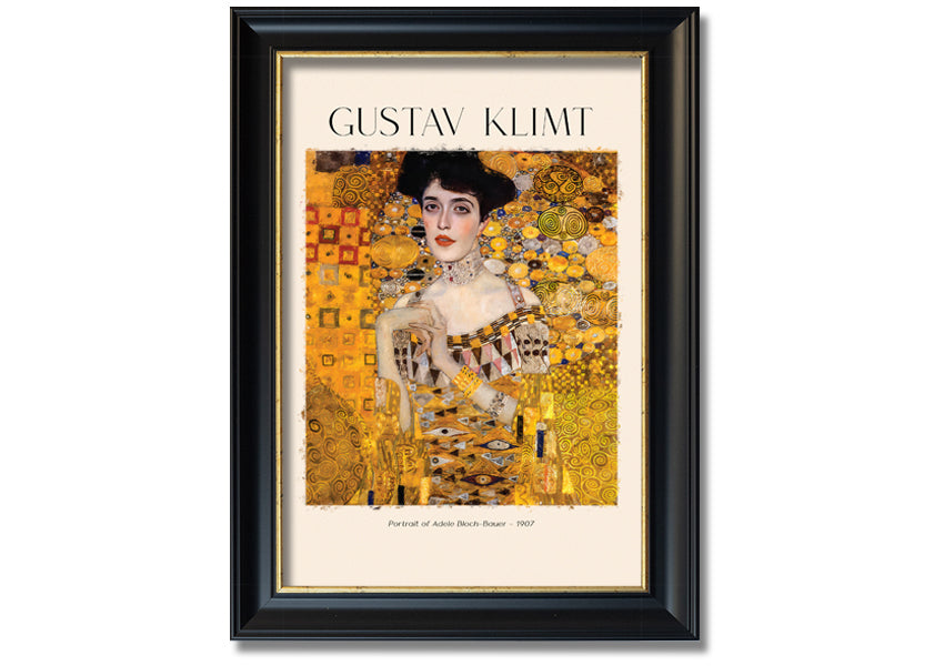 Portrait Of Adele Bloch-Bauer by Gustav Klimt, a stunning canvas print mounted on a box frame, showcasing intricate details and vibrant colors.