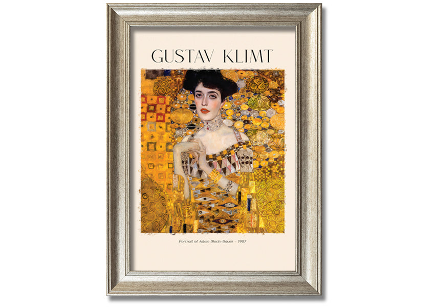 Portrait Of Adele Bloch-Bauer by Gustav Klimt, a stunning canvas print mounted on a box frame, showcasing intricate details and vibrant colors.